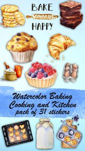 watercolor baking sticker pack for imessage messsages